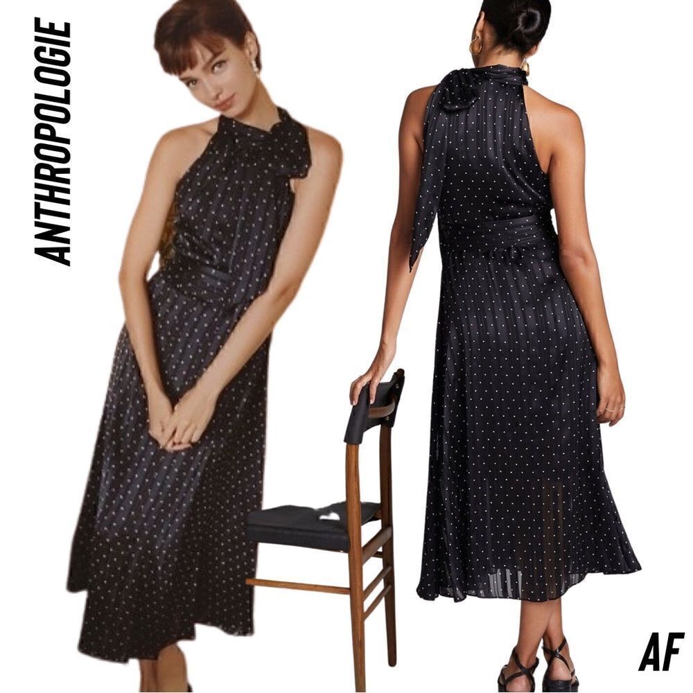 ANTHROPOLOGIE BY SACHIN BABI POLKA DOT HALTER MAXI DRESS NEW SIZE 0